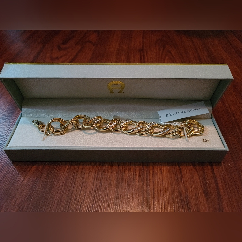 Vintage Etienne Aigner Chunky Crystal studded bracelet NIB